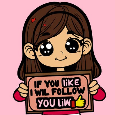 girl holding up a sign that says “ if you like i will follow you