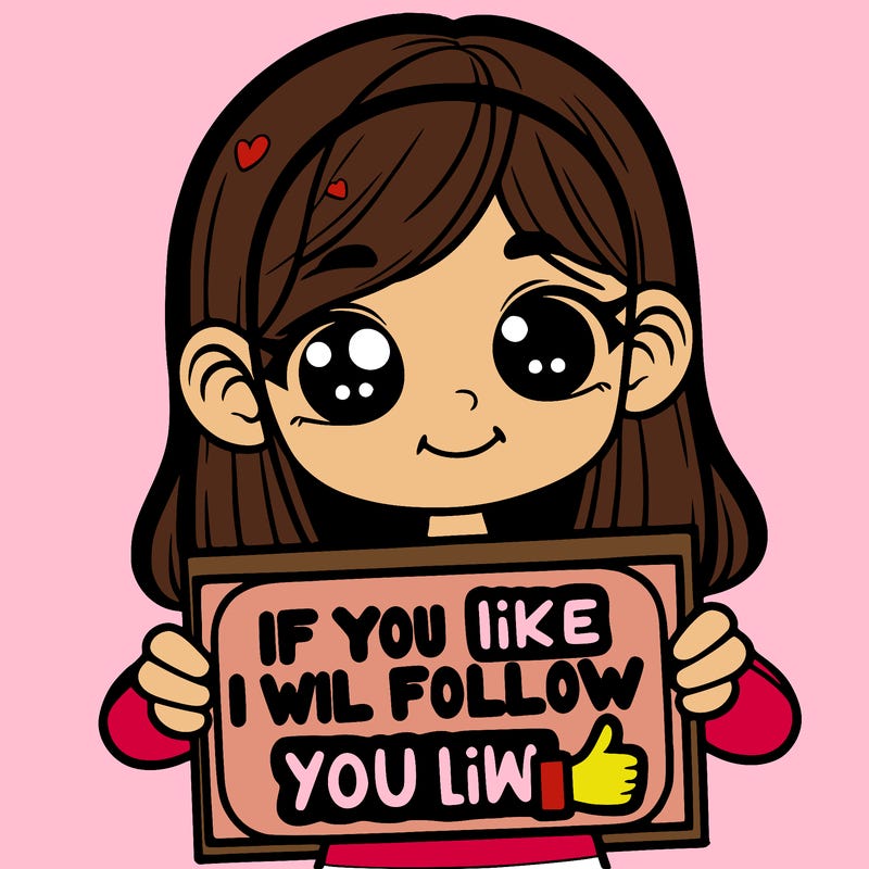 girl holding up a sign that says “ if you like i will follow you