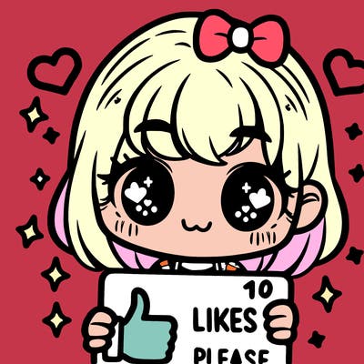 a girl holding 10 likes pls