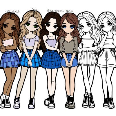 a group of girls realistic