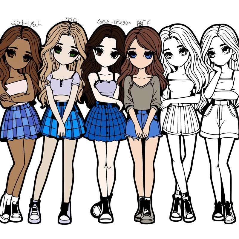 a group of girls realistic