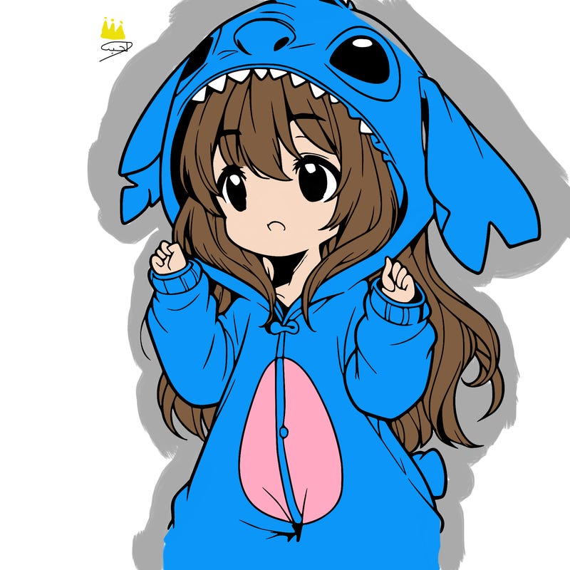anime girl in a stitch onsie
