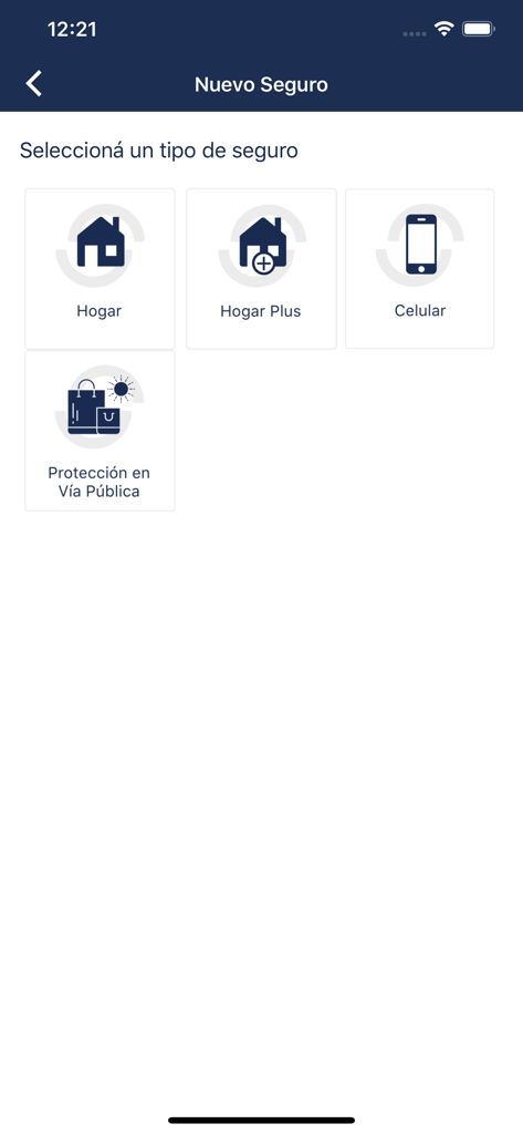 Interface of the Macro app showing insurance options for home, cell phone, and street protection.
