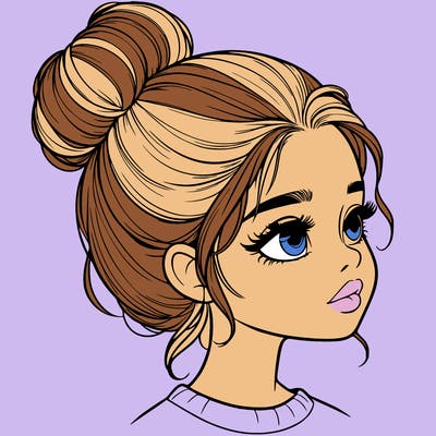 realistic girl with bun