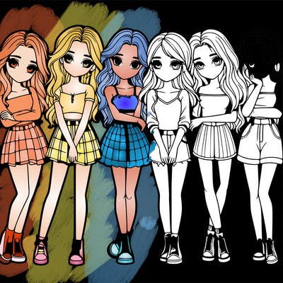 a group of girls realistic