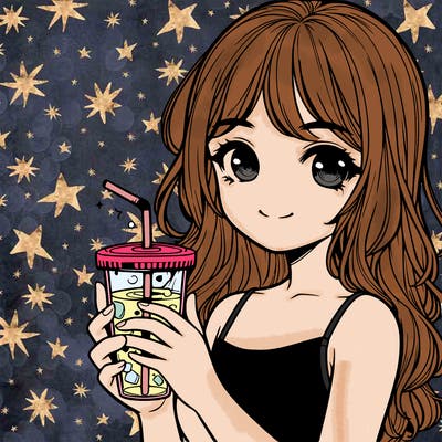 realistic girl holding a iced water