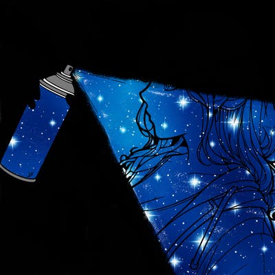 a realistic girl spray, painting