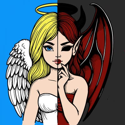 realistic angel half demon