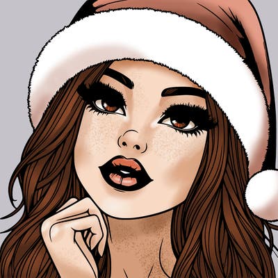 realistic christmas girl with lips