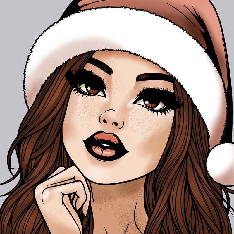 realistic christmas girl with lips