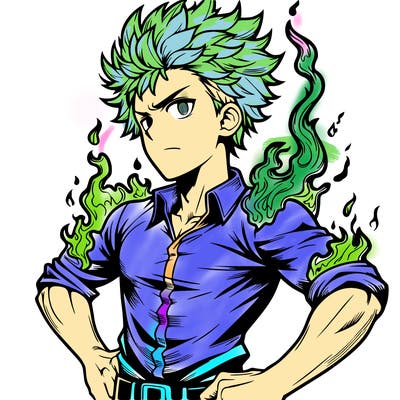 realistic manga man of fire