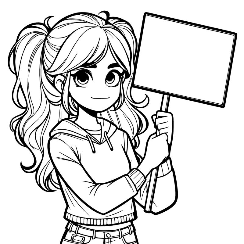 teenage girl holding blank sign