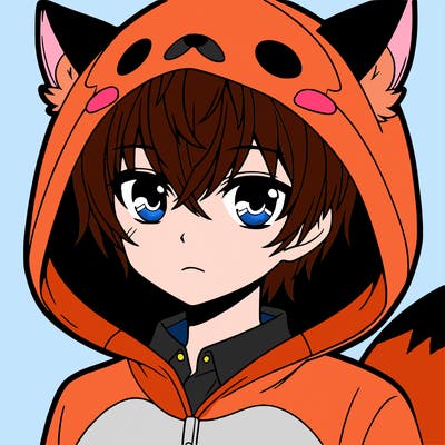 anime boy in a fox onesie