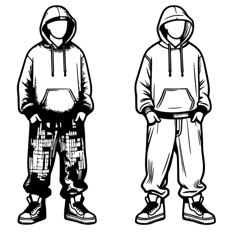 man whith hoodie and baggy jeans
