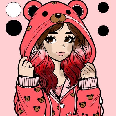 realistic girl in a animal pjs hoodie