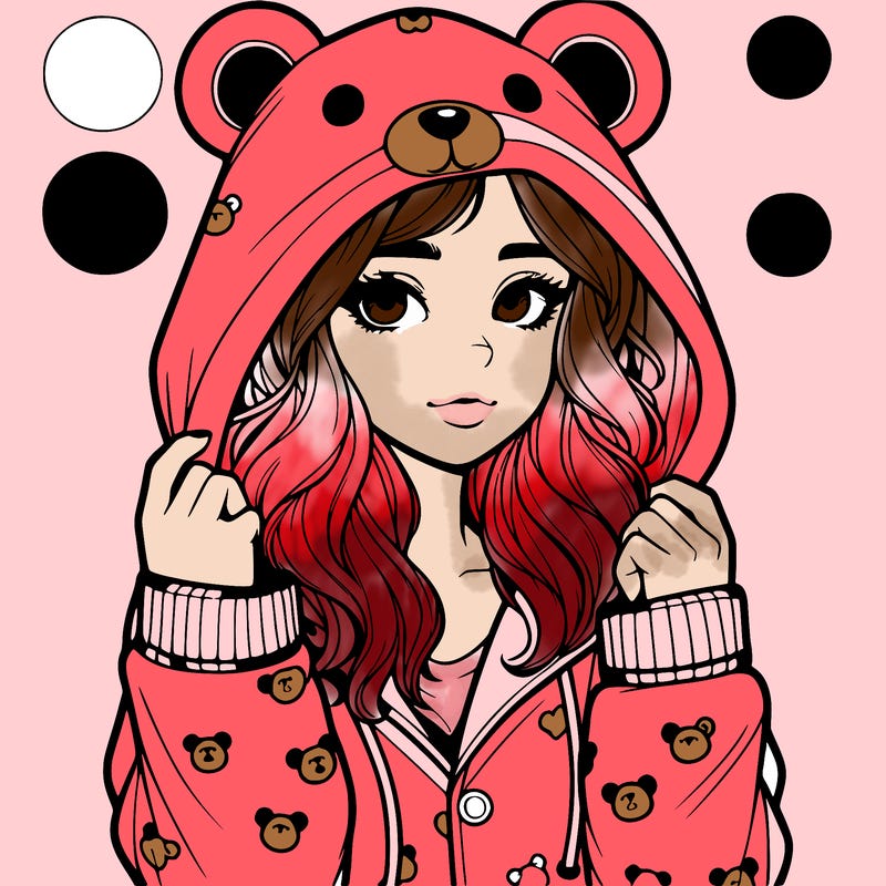 realistic girl in a animal pjs hoodie