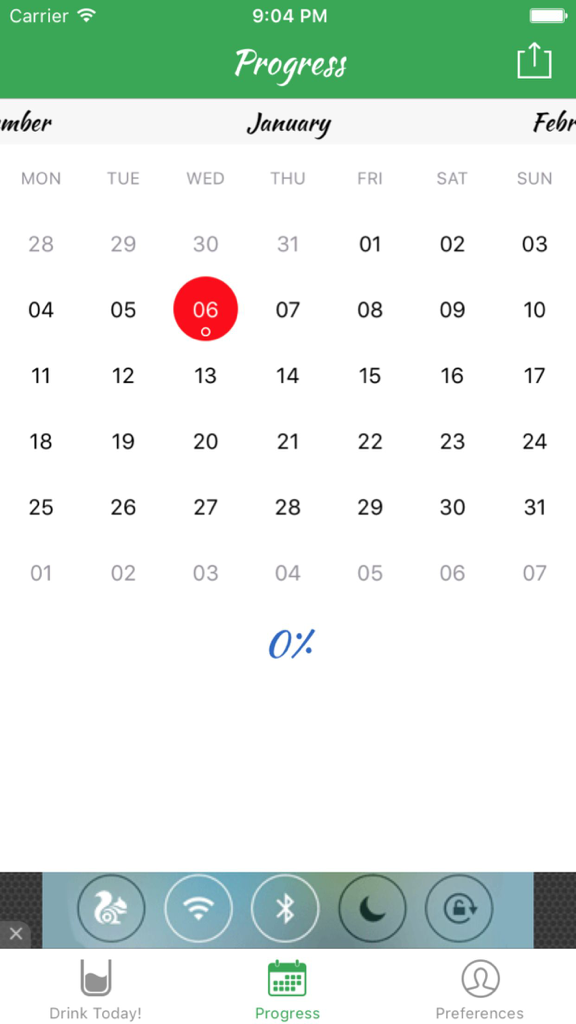 Water Tracker & Reminder Daily - Pantalla de la aplicación del rastreador de agua que muestra un calendario de progreso mensual.