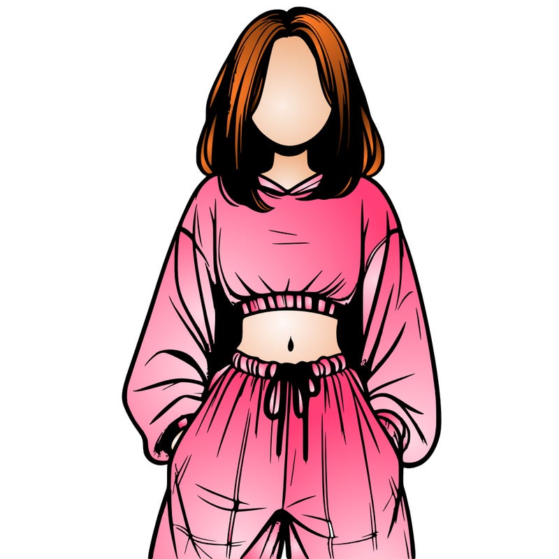 realistic girl faceless with baggy pants and a crop top