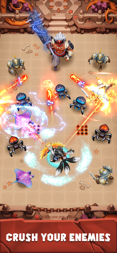 Combat Quest: Idle Dungeon RPG - Combat Questのダンジョンレベルで敵と巨大なボスを攻撃するヒーローキャラクター