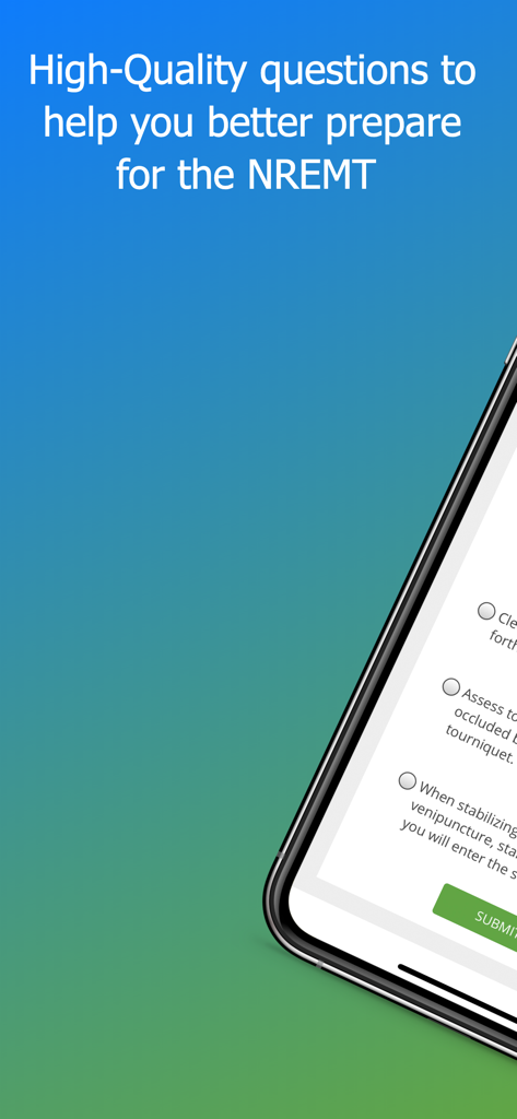 Paramedic Pharmacology Review app screen with NREMT prep questions