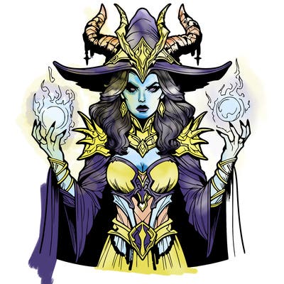 realistic evil sorceress fantasy chaos
