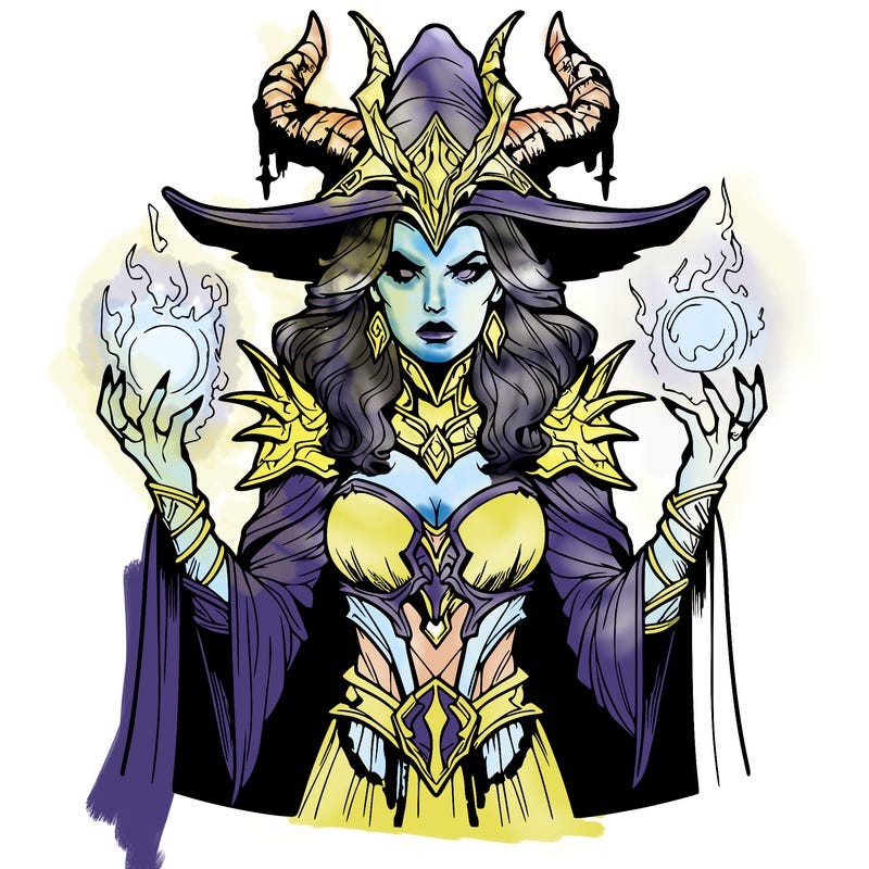 realistic evil sorceress fantasy chaos