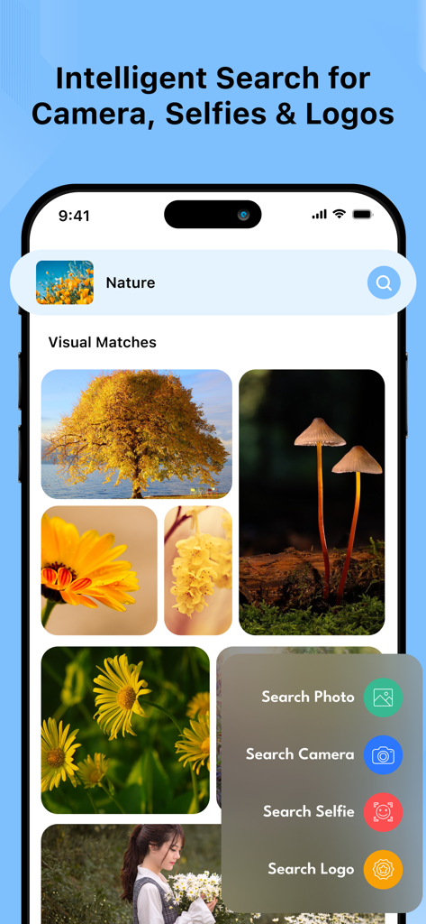 Auto Clicker - Automatic tap· - Interface of the Auto Clicker app showing intelligent visual search for images and logos on an iPhone.