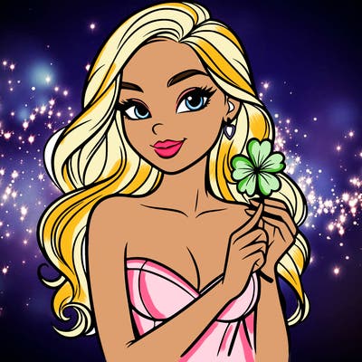 beautiful woman  carrying a clover