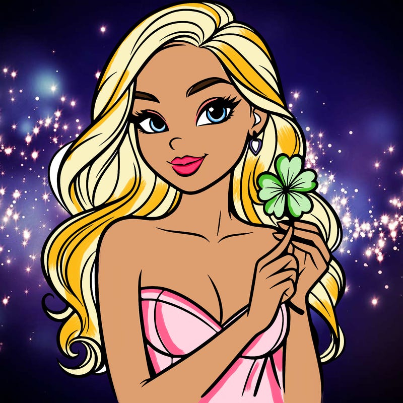 beautiful woman  carrying a clover