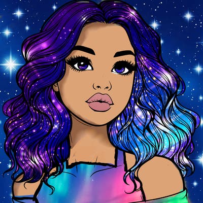 realistic girl with wavy hair and lips