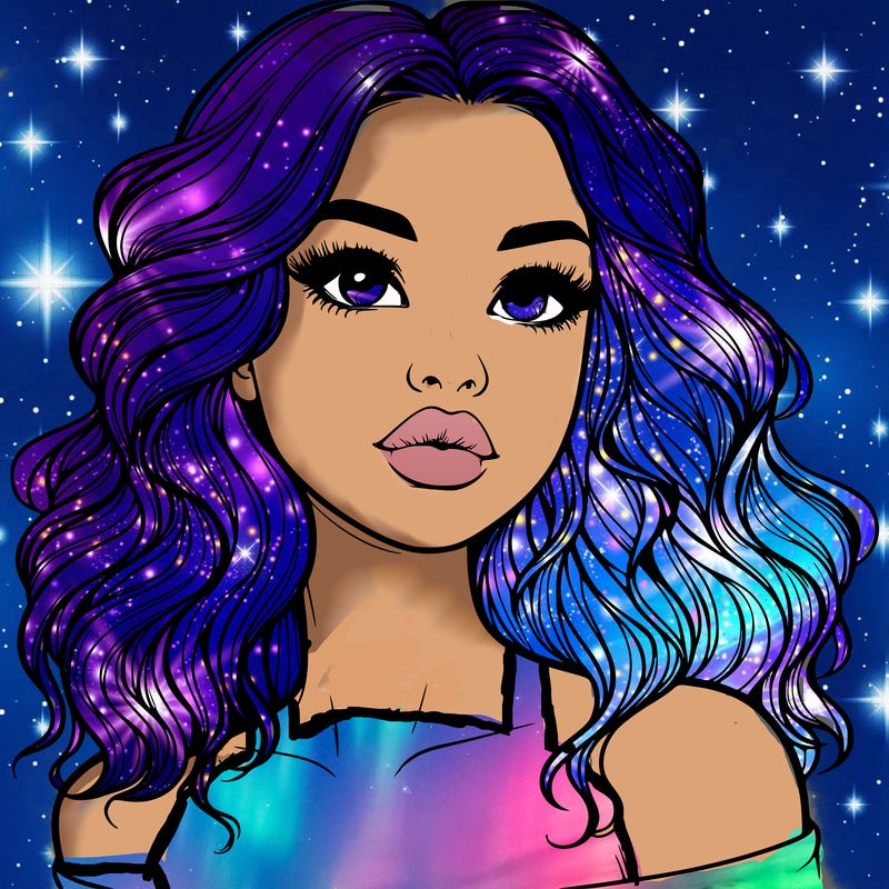 realistic girl with wavy hair and lips