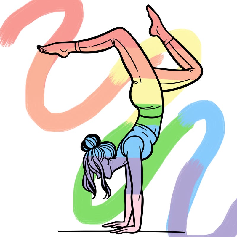 a woman doing a handstand