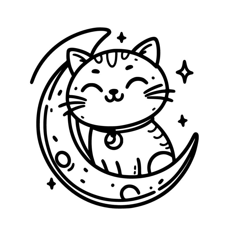 smiling cat with moon collor