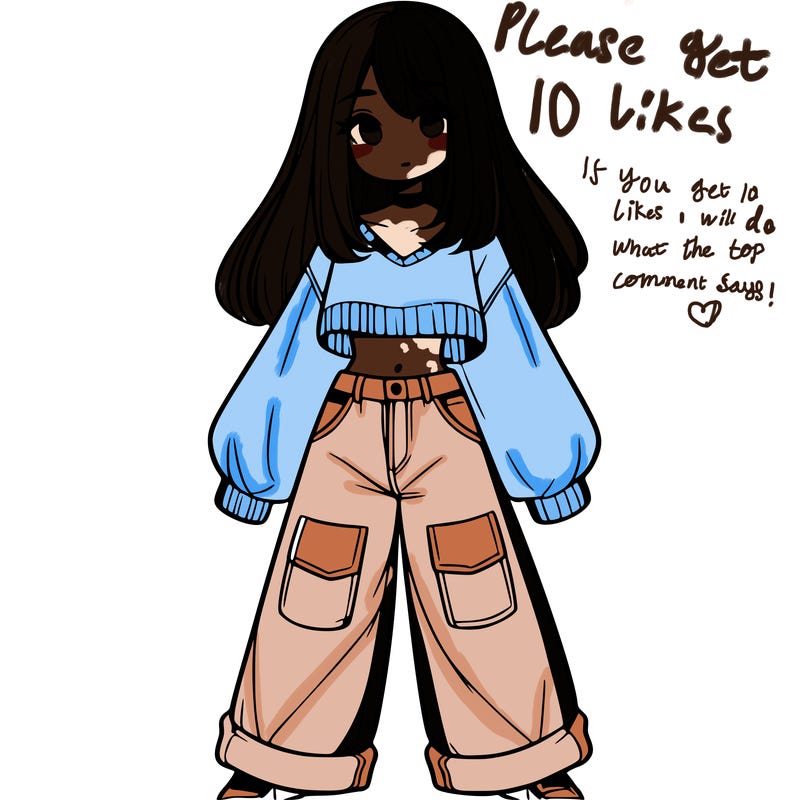 cute girl with straight hair in baggy jeans and a crop top and a sweater