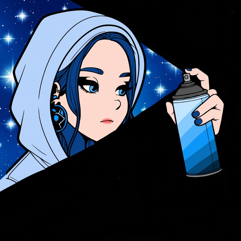 a realistic girl, spray painting