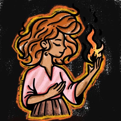 woman with fire