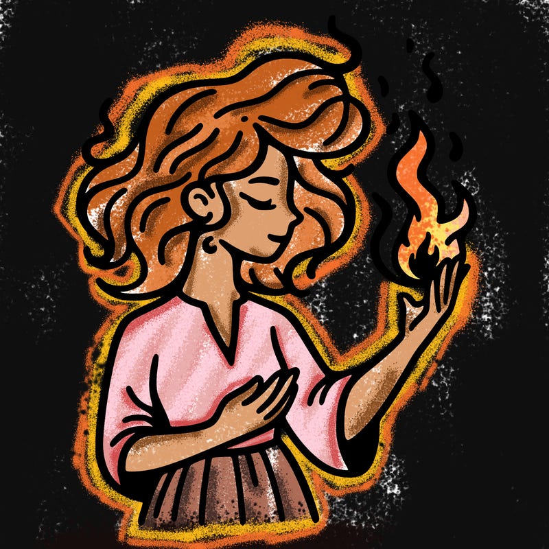 woman with fire