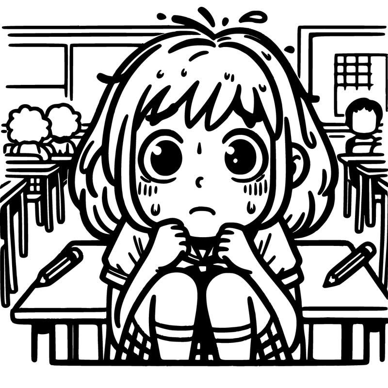 anxious girl in school
