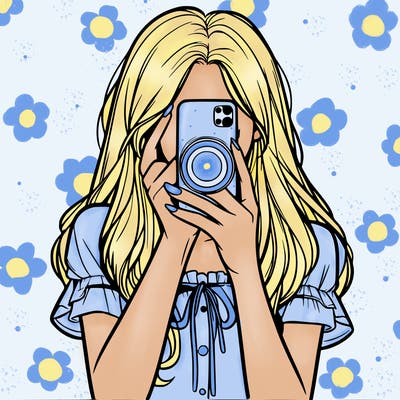 a realistic girl holding her phone taking pictures