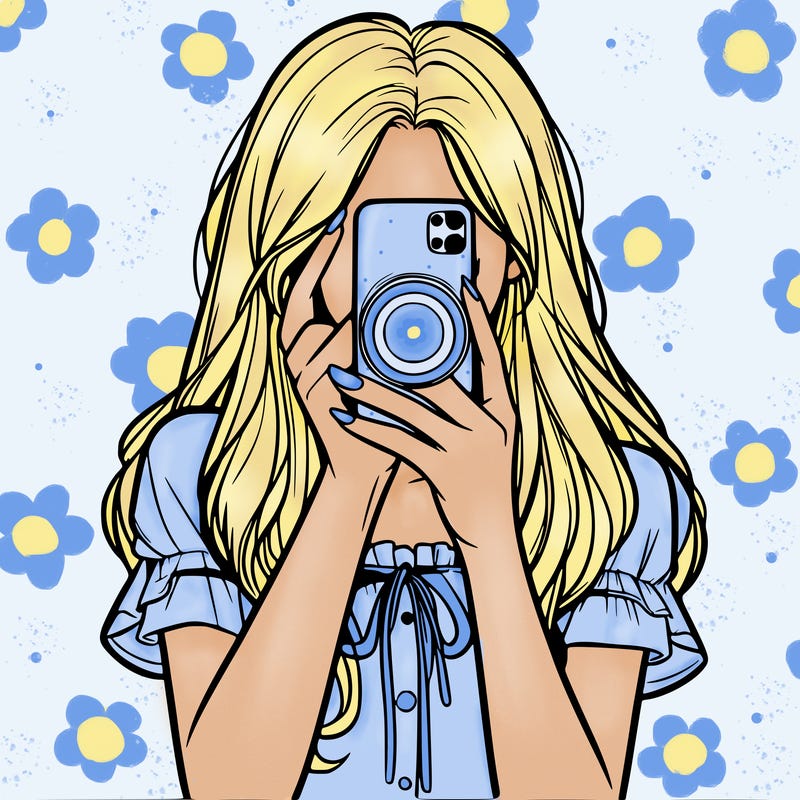 a realistic girl holding her phone taking pictures