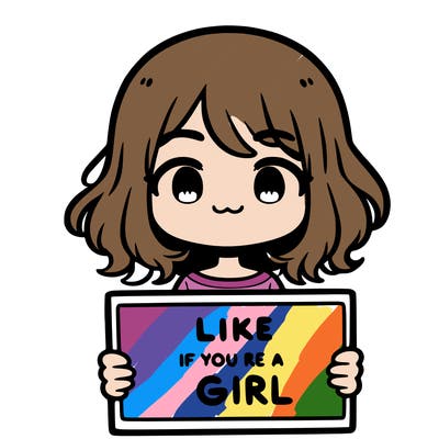 a cute girl holding a sign that says like if you’re a girl