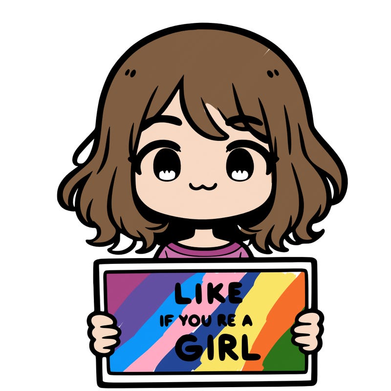 a cute girl holding a sign that says like if you’re a girl