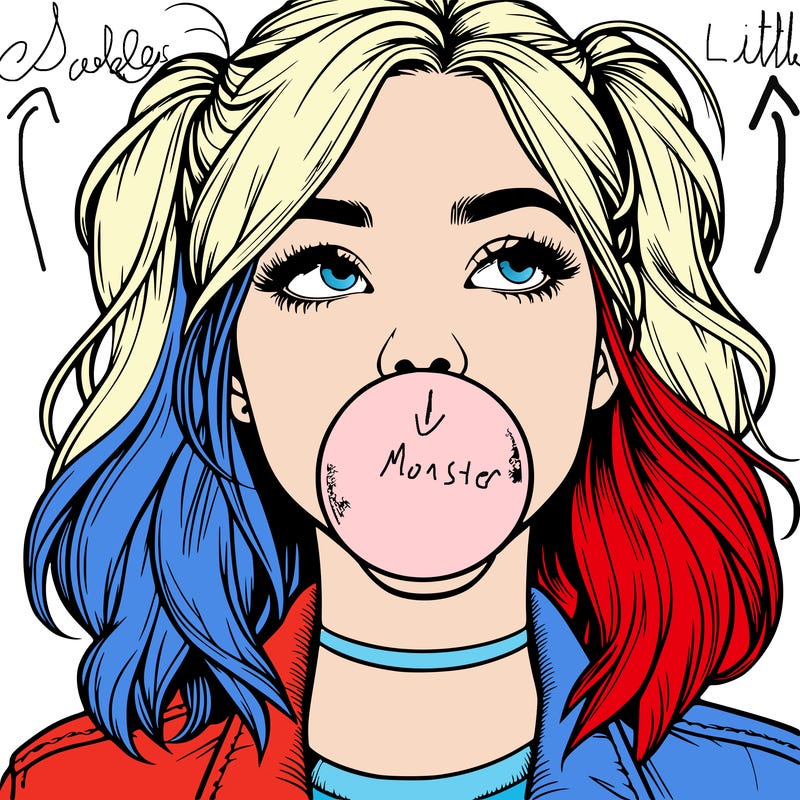 realististic girl blowing bubble -gum