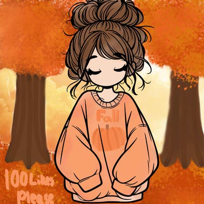 girl with baggy sweatshirt and messy bun