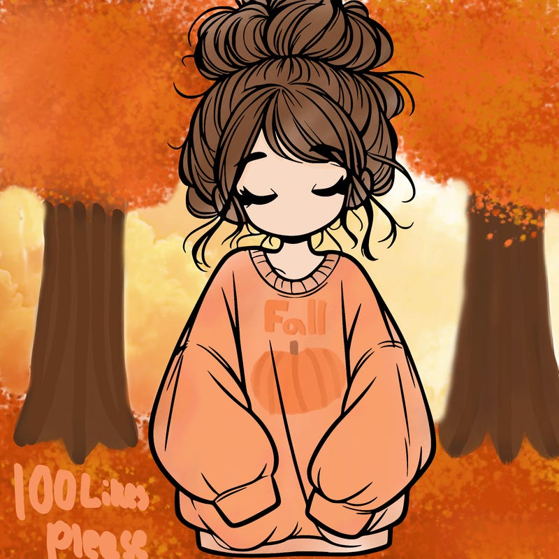 girl with baggy sweatshirt and messy bun