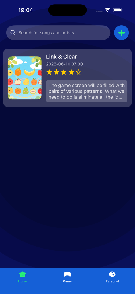 Yanidube - Yanidube app home screen featuring the Link and Clear card game with fruit illustrations.