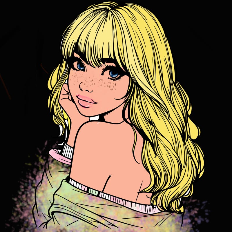 realistic girl with bangs looking over her shoulder