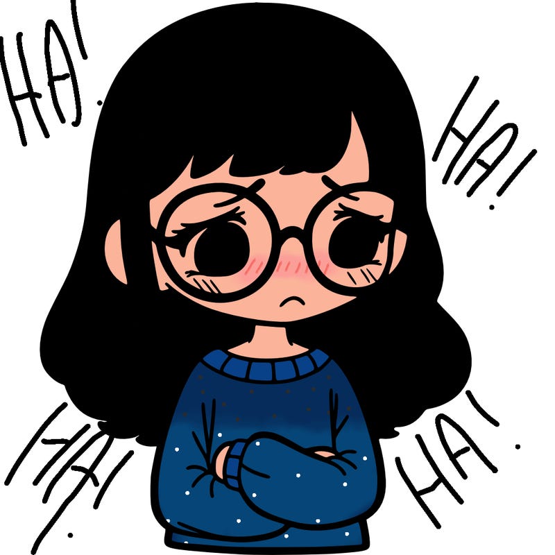 sad girl with glasses on