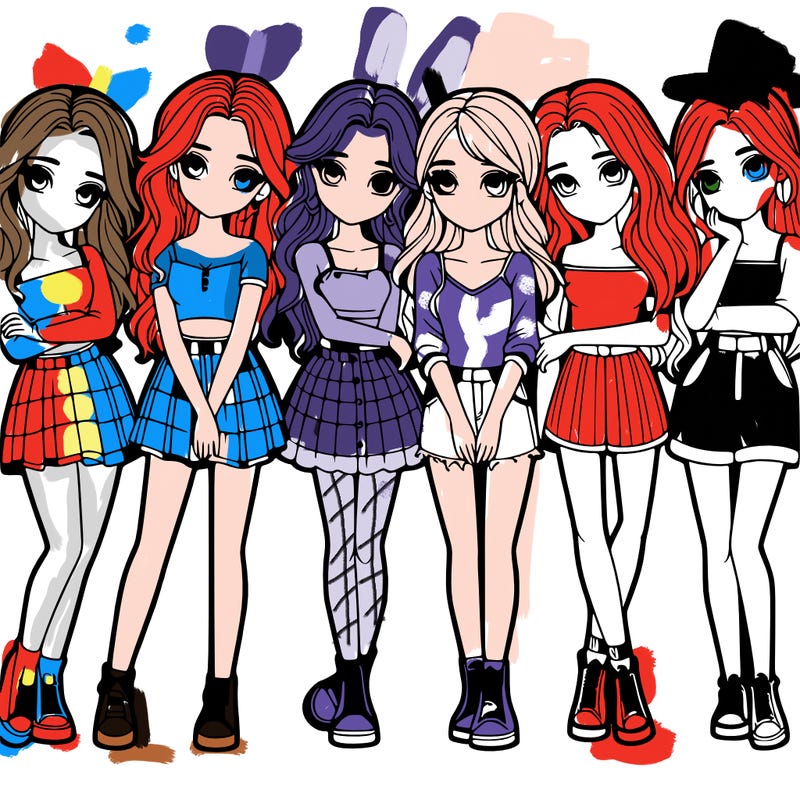 a group of girls realistic