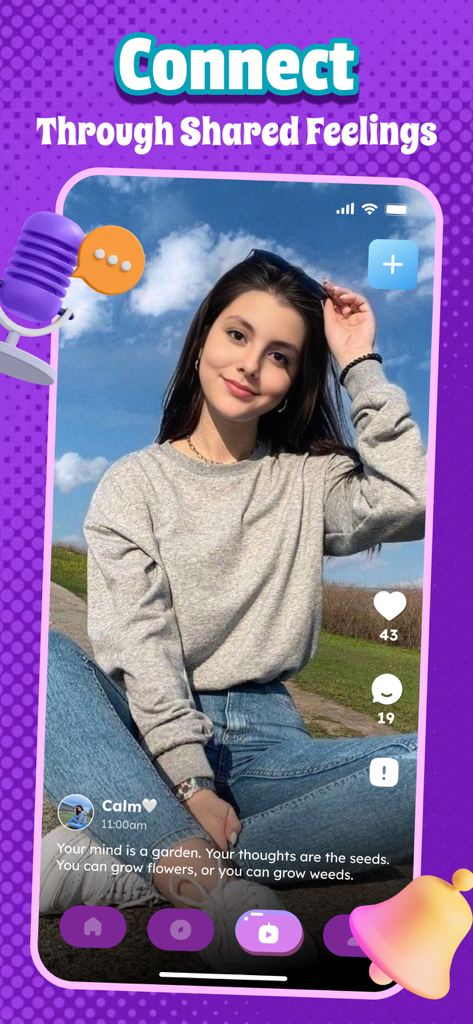 MetaChat - Adult，Voice Social - MetaChat app screen showing a social post with a photo and inspirational text.